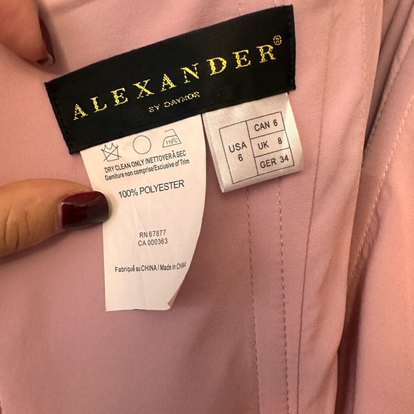 Alexander by Daymor 1569 Pleated Sleeve Plunging Neck Dress blush - Picture 4 of 7